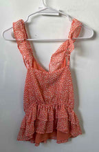 Load image into Gallery viewer, Express Womens Peach Printed Sleeveless Ruffle Wrap Blouse Top Size Small
