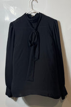 Load image into Gallery viewer, Forever 21 Womens Black Long Sleeve Front Distinctive Self-Tie Blouse Top Size M
