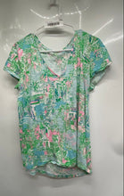 Load image into Gallery viewer, Lilly Pulitzer Womens Etta Multicolor Tropical Palm Beach Print T-Shirt Size L
