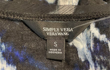 Load image into Gallery viewer, Authentic Simply Vera Vera Wang Womens Black Blue Printed Blouse Top Size S
