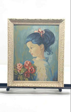 Load image into Gallery viewer, Paint The Numbers Style Painting From The 70s Depicting A Girl With Flowers
