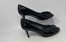 Load image into Gallery viewer, Stuart Weitzman Womens Black Patent Leather Peep Toe Slip-On Pump Heels Size 9M
