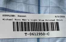 Load image into Gallery viewer, Michael Kors Mens Light Blue Printed Cotton Regular Fit Dress Shirt Size 16
