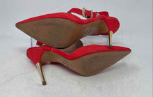 Load image into Gallery viewer, Biondini Womens Red Pointed Toe Buckle Stiletto Ankle Strap Heels Size 7

