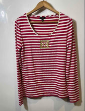 Load image into Gallery viewer, Authentic Escada Womens White Red Long Sleeve Pullover T-Shirt Size Small
