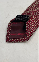 Load image into Gallery viewer, Giorgio Armani Mens Red Beige Geometric Silk Keeper Loop Adjustable Pointed Tie
