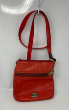 Load image into Gallery viewer, Fossil Womens Orange Leather Adjustable Strap Shoulder Crossbody Handbag
