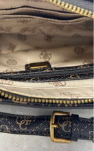 Load image into Gallery viewer, Guess Womens Alexie Black Signature Print Inner Pocket Top Zip Shoulder Handbag
