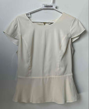 Load image into Gallery viewer, Express Womens White Round Neck Cap Sleeve Back Zip Peplum Blouse Top Size M

