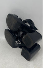 Load image into Gallery viewer, Nine West Womens Tackle3 Black Leather Open Toe Block Platform Heels Size 8M
