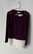 Load image into Gallery viewer, Calvin Klein Womens Purple And White Long Sleeve Blouse Top Size Medium
