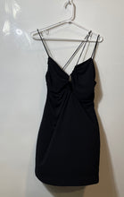 Load image into Gallery viewer, Zara Womens Black Sleeveless Asymmetric Draped Back Zip Mini Dress Size Large
