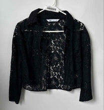 Load image into Gallery viewer, Zara Womens Black Long Sleeve Collared Button Front Cropped Blouse Top Size S
