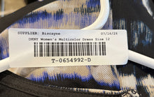 Load image into Gallery viewer, DKNY Womens Multicolor Printed Sheer Ruched Long Sleeve Shift Dress Size 12
