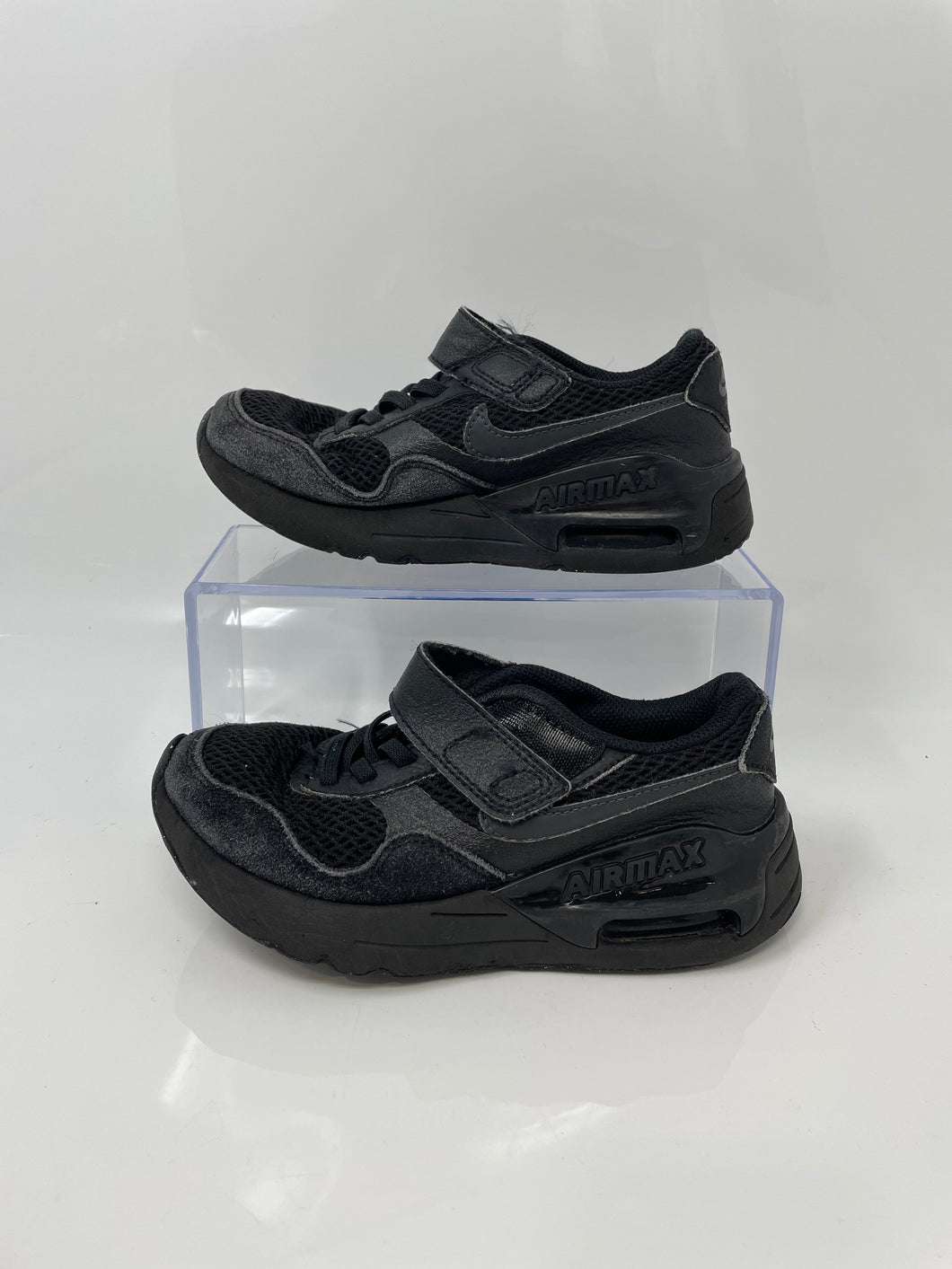 Nike Kids Air Max SYSTM Black Low Top Hook & Loop Sneaker Shoes Size 13C