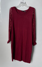 Load image into Gallery viewer, Nina Leonard Womens Dark Red Long Sleeve Round Neck Pullover Shift Dress Size L
