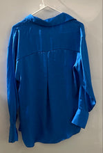 Load image into Gallery viewer, Zara Womens Blue Long Sleeve Regular Fit Collared Button-Up Shirt Size M

