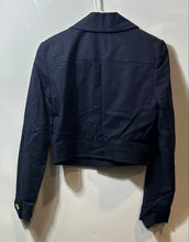 Load image into Gallery viewer, Michael Kors Womens Blue Long Sleeve Collared Button Front Cropped Jacket Size 4
