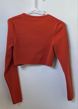 Load image into Gallery viewer, Zara Womens Orange Knitted Long Sleeve Crew Neck Cropped Pullover Sweater Size S
