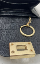 Load image into Gallery viewer, Michael Kors Womens Cassie Black Pebbled Leather Key Ring Turn Lock Card Wallet
