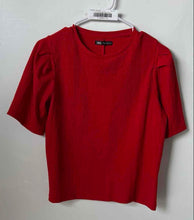 Load image into Gallery viewer, Zara Womens Red Short Puff Sleeve Round Neck Pullover Blouse Top Size Medium
