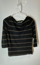 Load image into Gallery viewer, Lauren Ralph Lauren Womens Black Striped 3/4 Sleeve Blouse Top Size P/S
