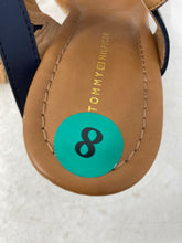 Load image into Gallery viewer, Tommy Hilfiger Womens Blue Brown Buckle Wedge Ankle Strap Heels Size 8
