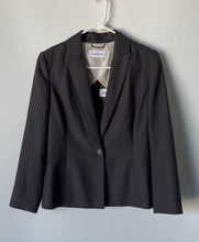 Load image into Gallery viewer, Calvin Klein Womens Gray Long Sleeve Peak Lapel One-Button Blazer Size 6P

