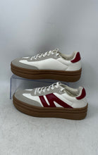 Load image into Gallery viewer, La Sheelah Womens Gray White Red Suede Lace-Up Platform Sneaker Shoes Size 7.5
