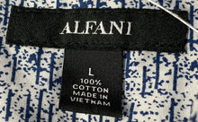 Load image into Gallery viewer, Alfani Mens White Blue Printed Long Sleeve Collared Button-Up Shirt Size Large
