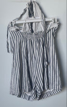 Load image into Gallery viewer, Forever 21 Womens White Black Striped Halter Neck One-Piece Romper Size S
