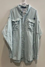 Load image into Gallery viewer, Columbia Mens PFG Super Bahama Green Check Long Sleeve Button-Up Shirt Size L
