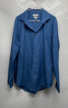 Load image into Gallery viewer, Calvin Klein Mens Blue Cotton Slim Fit Spread Collar Long Sleeve Dress Shirt 17
