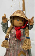 Load image into Gallery viewer, Vintage Tellon Collection Wooden Head Toy String Marionette Girl Doll Puppet
