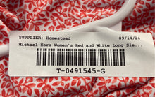 Load image into Gallery viewer, Michael Kors Womens Red White Floral 3/4 Cold Shoulder Sleeve Blouse Top Size M
