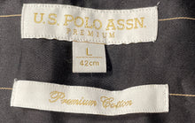 Load image into Gallery viewer, U.S. Polo Assn. Mens Black Pinstripe Cotton Long Sleeve Button-Up Shirt Size L
