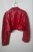 Load image into Gallery viewer, Pretty Little Thing Womens Red Leather Cuffed Sleeve Cropped Jacket Sz 10 W/ Tag
