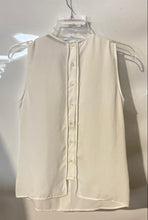 Load image into Gallery viewer, Zara Basic Womens White Ruffled Sleeveless Back Button Blouse Top Size XS
