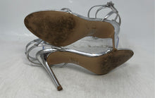 Load image into Gallery viewer, Steve Madden Womens Theresa Silver Open Toe Buckle Strappy Heels Size 8 M
