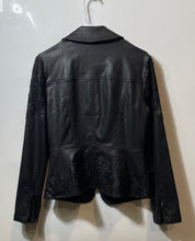 Load image into Gallery viewer, White House Black Market Womens Black Floral Lace Full-Zip Biker Jacket Size 10
