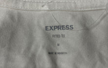 Load image into Gallery viewer, Express Womens White V-Neck Short Sleeve Fitted Gramercy Pullover T-Shirt Size M
