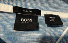 Load image into Gallery viewer, Hugo Boss Mens White Blue Short Sleeve Collared Polo Shirt Size Small

