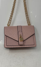 Load image into Gallery viewer, Aldo Womens Light Pink Gold-Tone Chain Strap Flap Over Lined Crossbody Handbag
