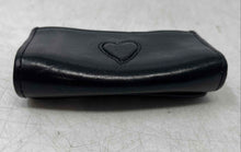 Load image into Gallery viewer, Brighton Womens Black Leather Folding Snap Heart Shaped Concho Wristlet Wallet
