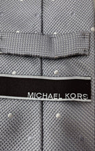 Load image into Gallery viewer, Michael Kors Mens Gray Polka Dot Keeper Loop Adjustable Designer Tie

