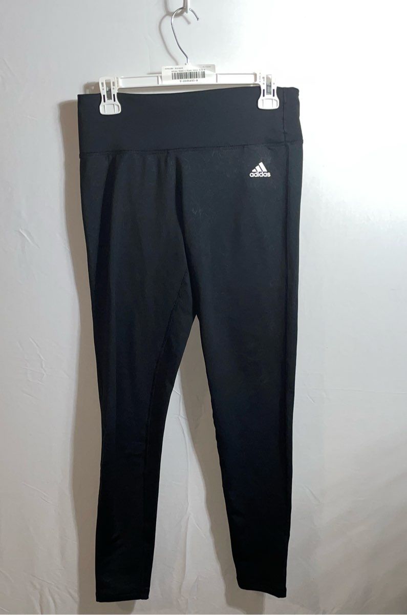 Adidas Womens Black Stretch Elastic Waist Pull-On Compression Leggings Size M