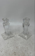 Load image into Gallery viewer, Set Of 2 Pieces Shannon Clear Irish Crystal Square Base Candle Holder With Box
