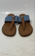 Load image into Gallery viewer, Michael Kors Womens Verity Blue And Brown Slip-On Denim Thong Sandals Size 8.5 M

