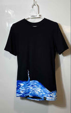 Load image into Gallery viewer, Armani Exchange Mens Blue And Black Wave Print Cotton Pullover T-Shirt Size M
