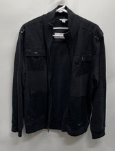 Load image into Gallery viewer, Calvin Klein Mens Black Long Sleeve Full Zip Pockets Collared Bomber Jacket Sz M
